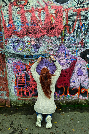 Signing the Belfast Peace Wall